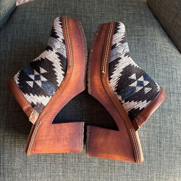 Korks Kork Ease Lori Slip On Fabric Aztec Clog Mule Block Heel Platform Women 7 - Picture 7 of 14